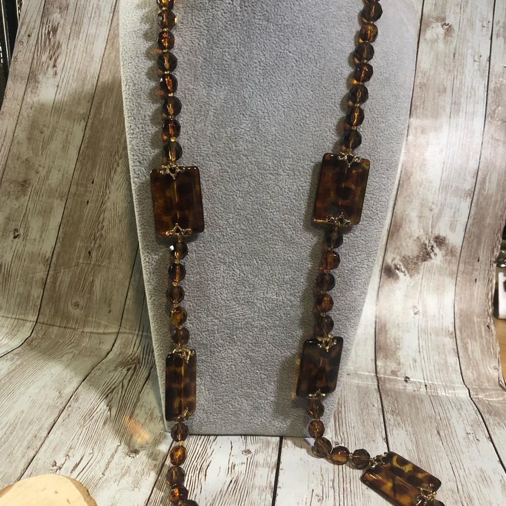 Joan Rivers Animal Leopard Print Lucite Necklace